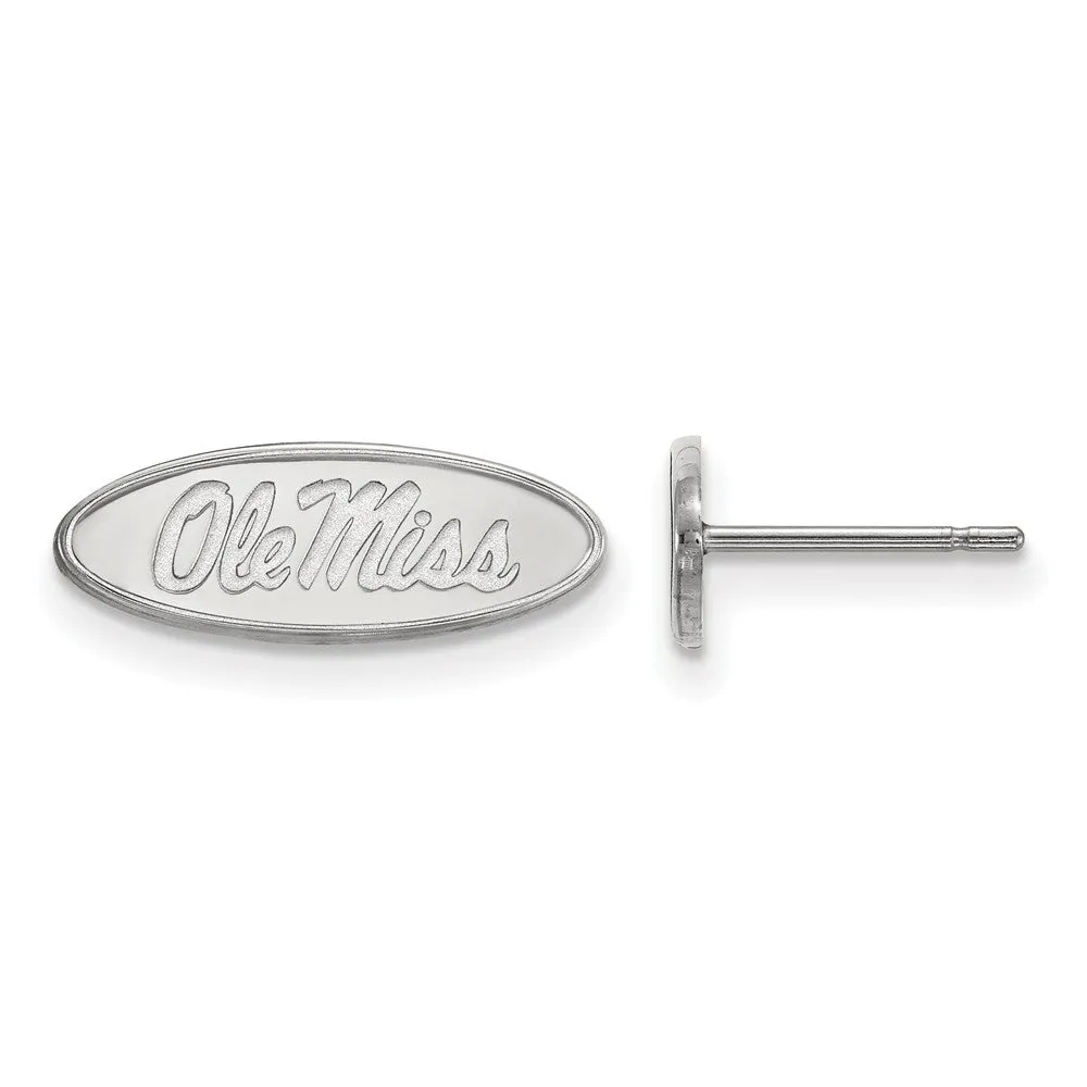 10k White Gold University of Mississippi XS (Tiny) Oval Post Earrings