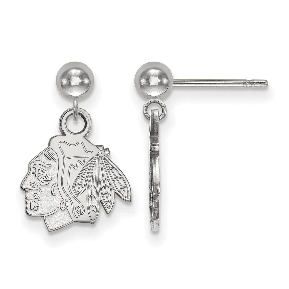 14k White Gold NHL Chicago Blackhawks XS Ball Dangle Post Earrings