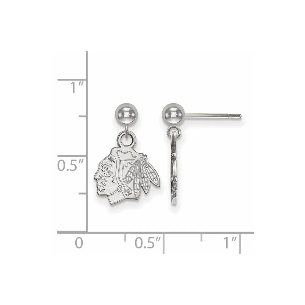 14k White Gold NHL Chicago Blackhawks XS Ball Dangle Post Earrings