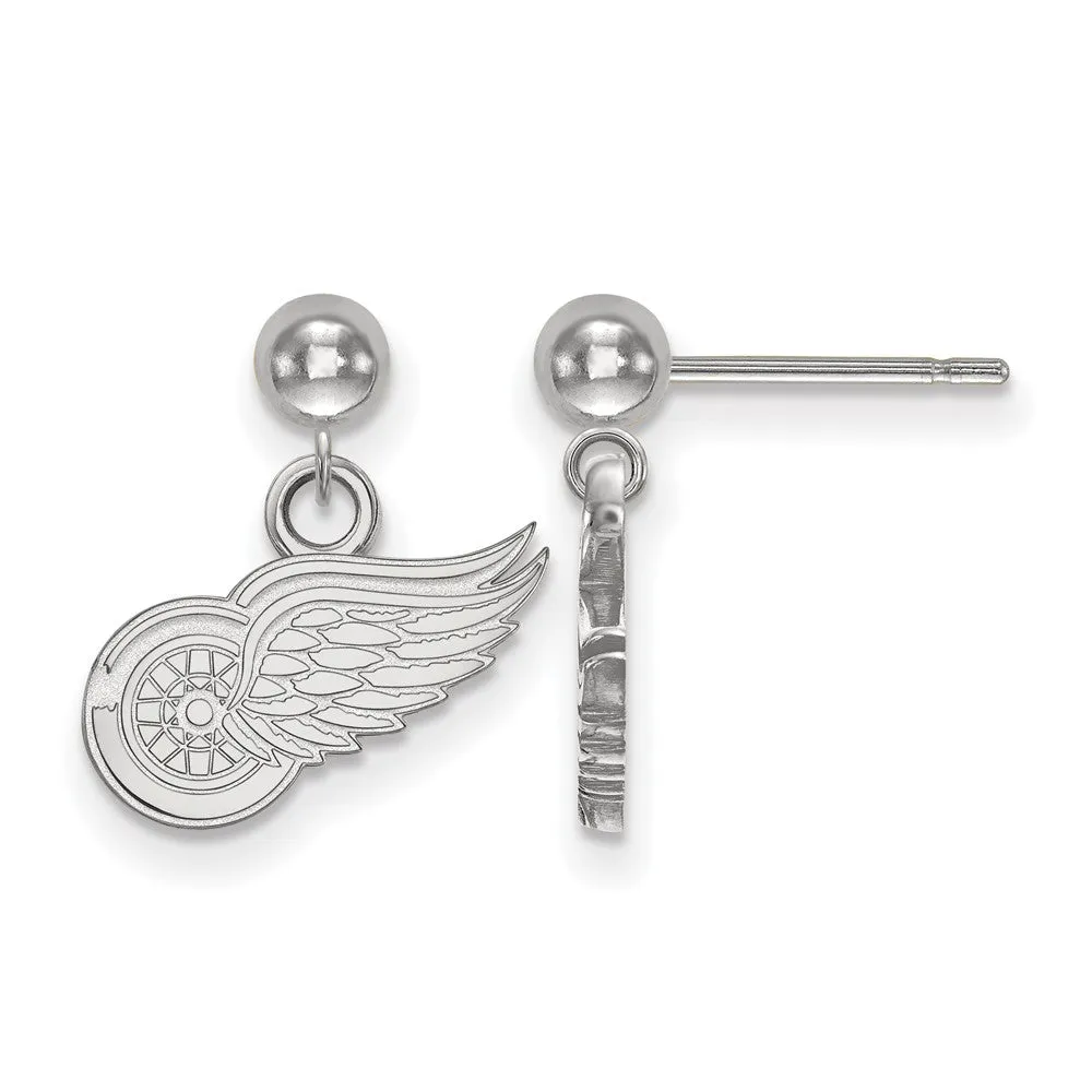 14k White Gold NHL Detroit Red Wings XS Ball Dangle Post Earrings