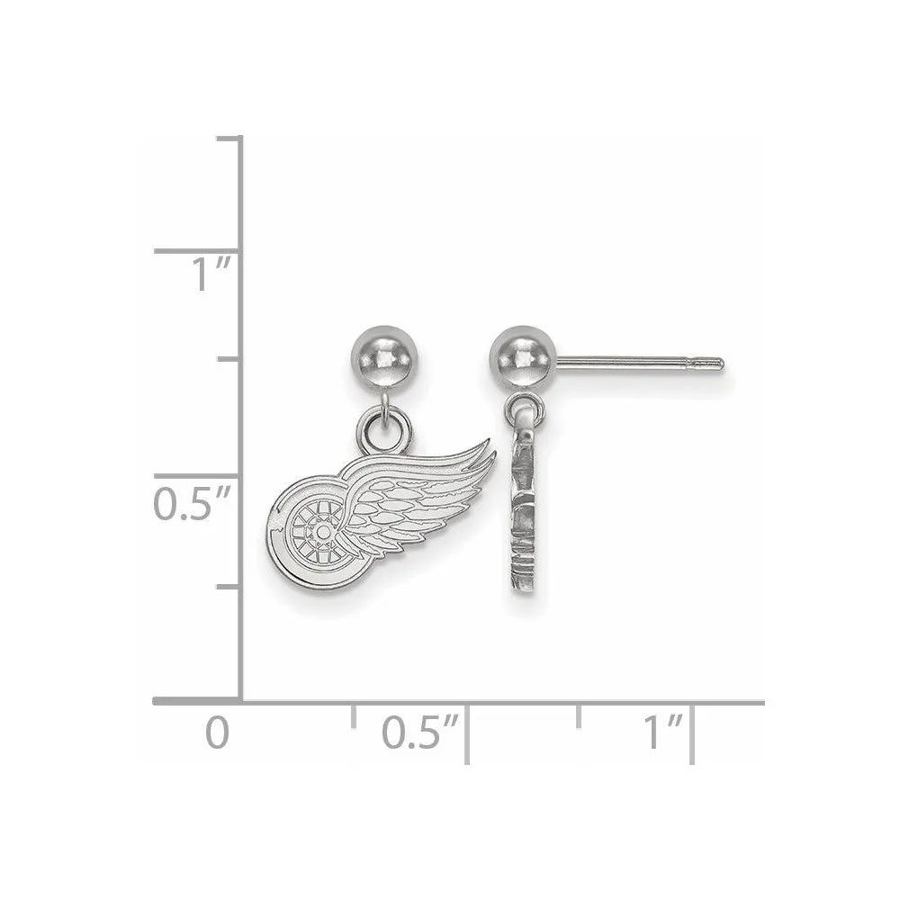 14k White Gold NHL Detroit Red Wings XS Ball Dangle Post Earrings