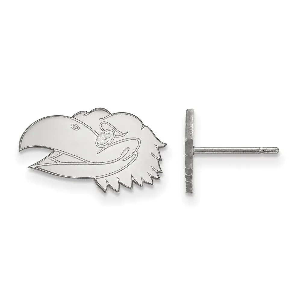 14k White Gold University of Kansas XS Mascot Head Post Earrings