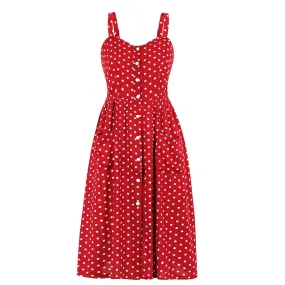 2021 Retro Vintage Polka Dot Lapel Shirt Dress Spaghetti Straps Leisure Work Slim Midi Tunic Beach Sundress Plus Size Vestidos