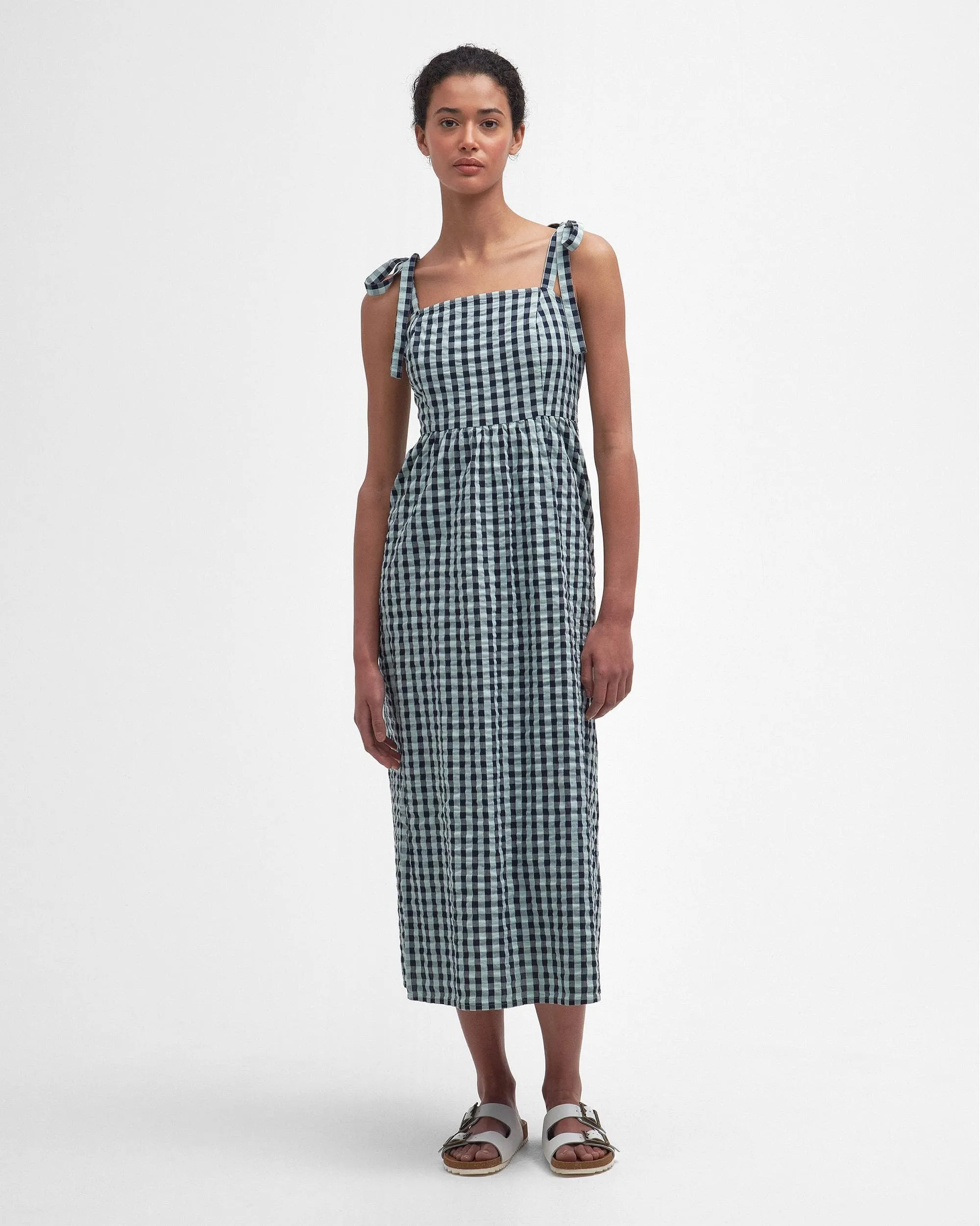 Abigail Womens Gingham Midi Dress