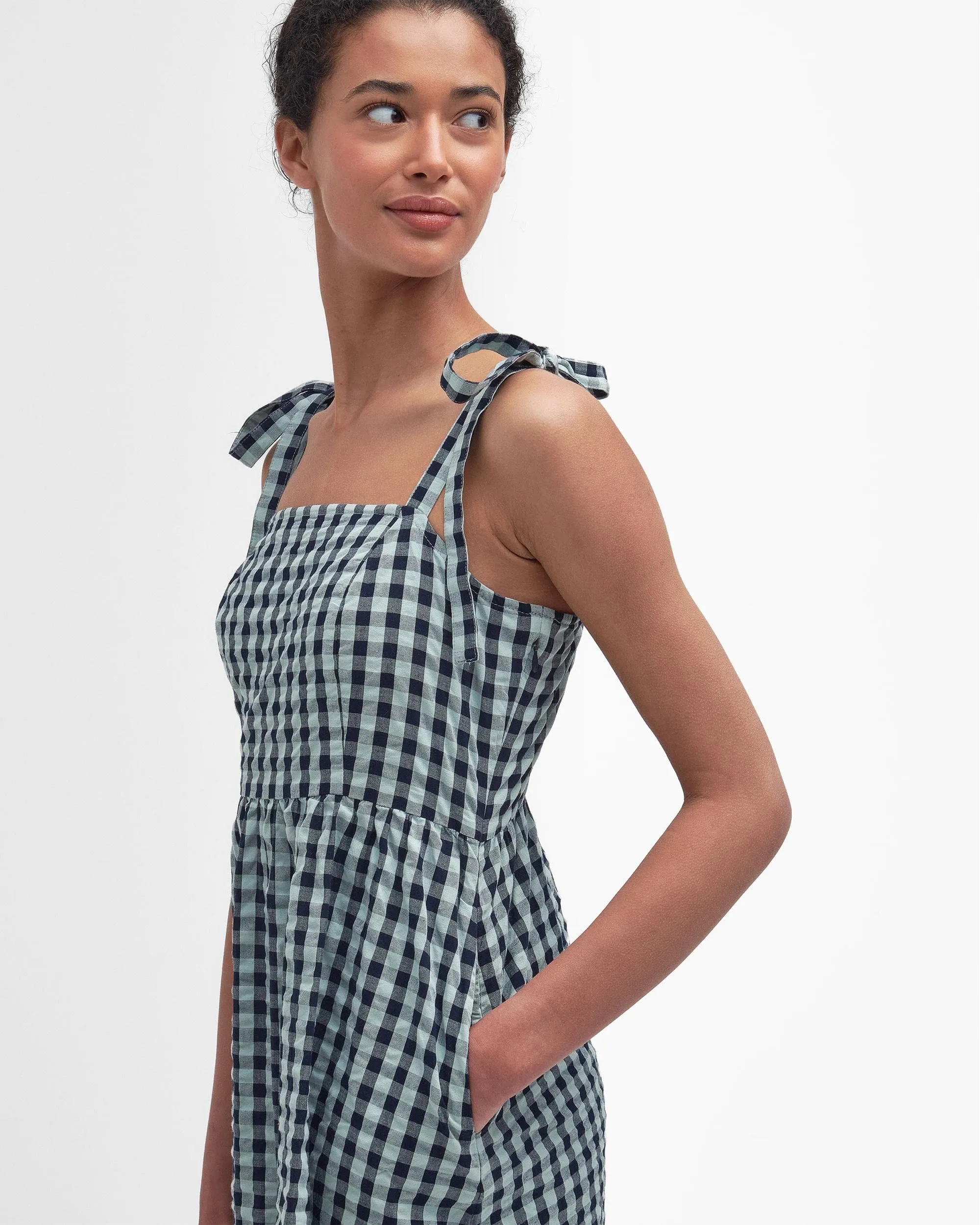 Abigail Womens Gingham Midi Dress