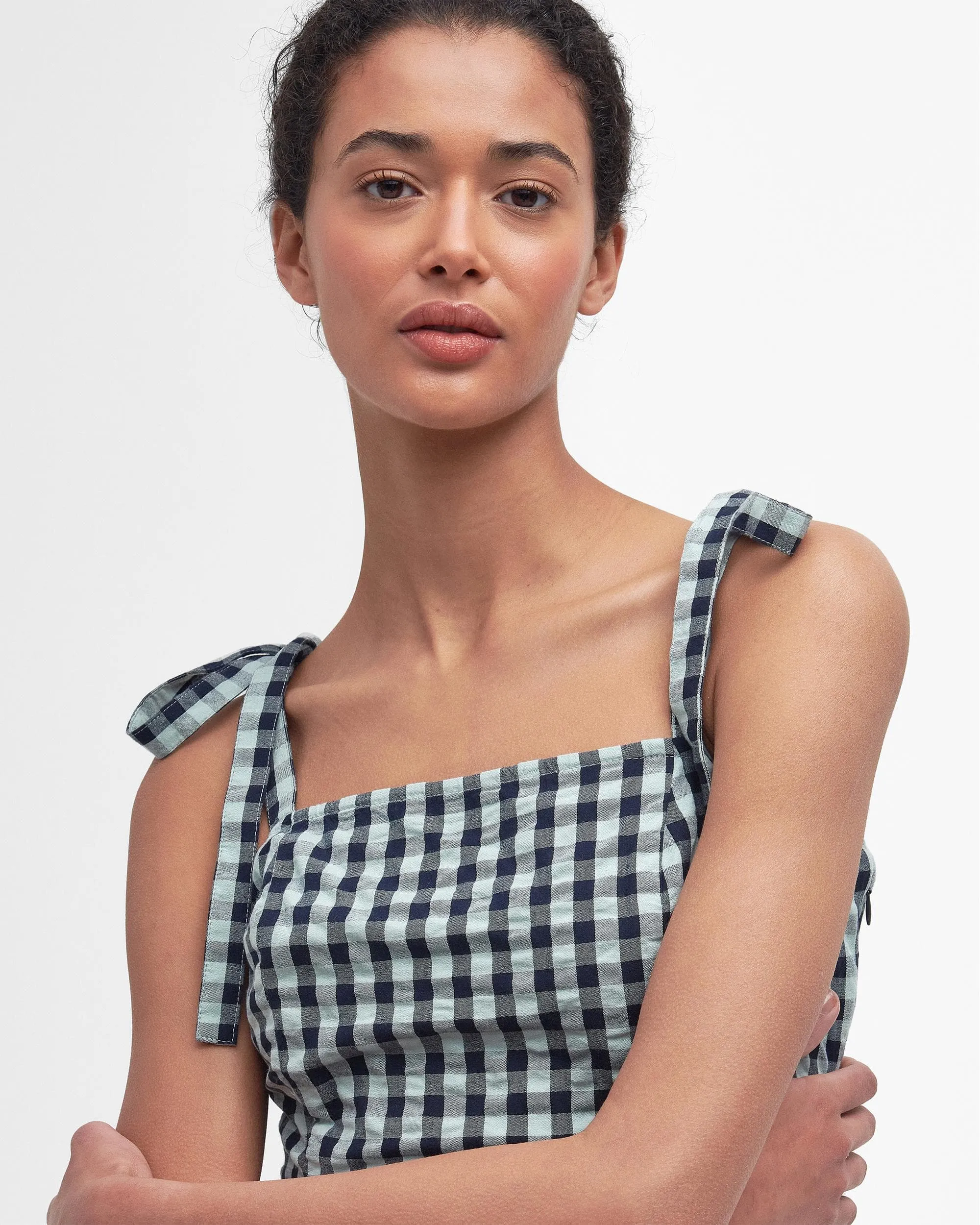 Abigail Womens Gingham Midi Dress