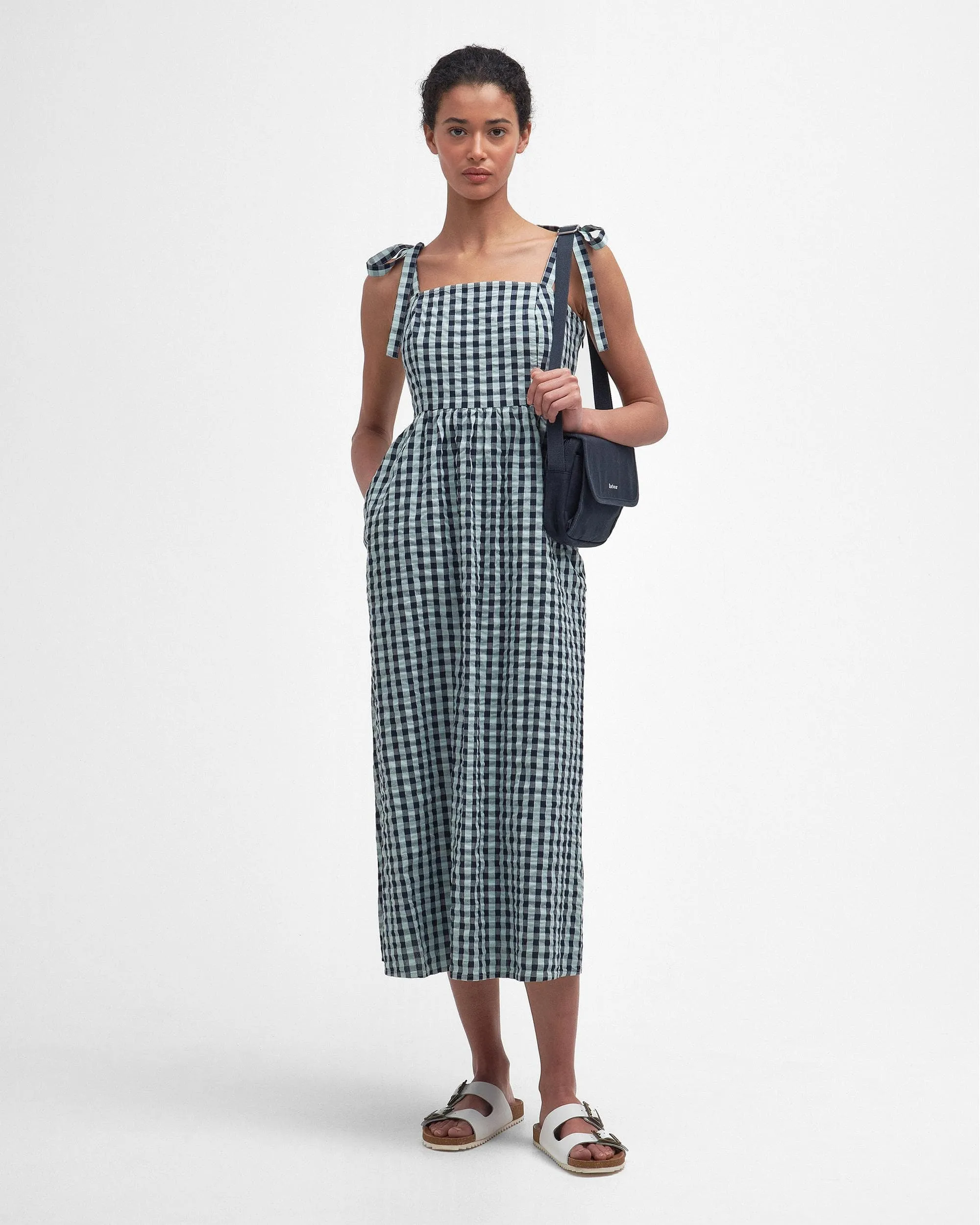 Abigail Womens Gingham Midi Dress