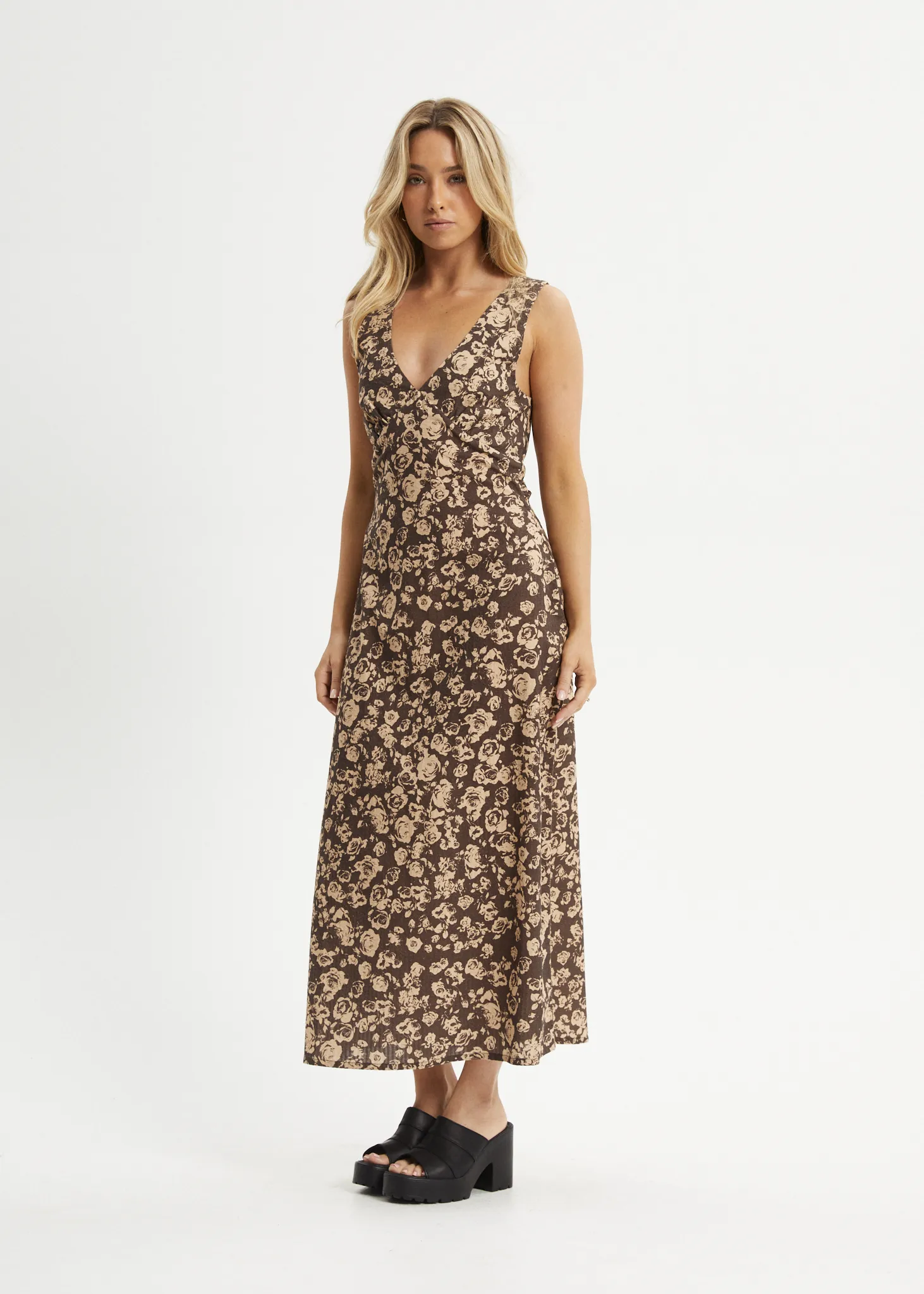 AFENDS Womens Juliet - Maxi Dress - Coffee