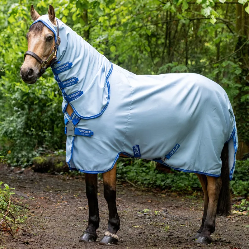 Amigo Pony Ripstop Hoody Combo Neck Fly Rug - Azure Blue