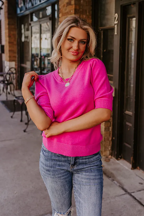 Best Luck Ever Sweater Top In Fuchsia