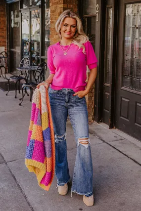 Best Luck Ever Sweater Top In Fuchsia