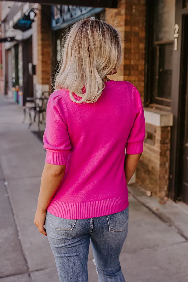 Best Luck Ever Sweater Top In Fuchsia