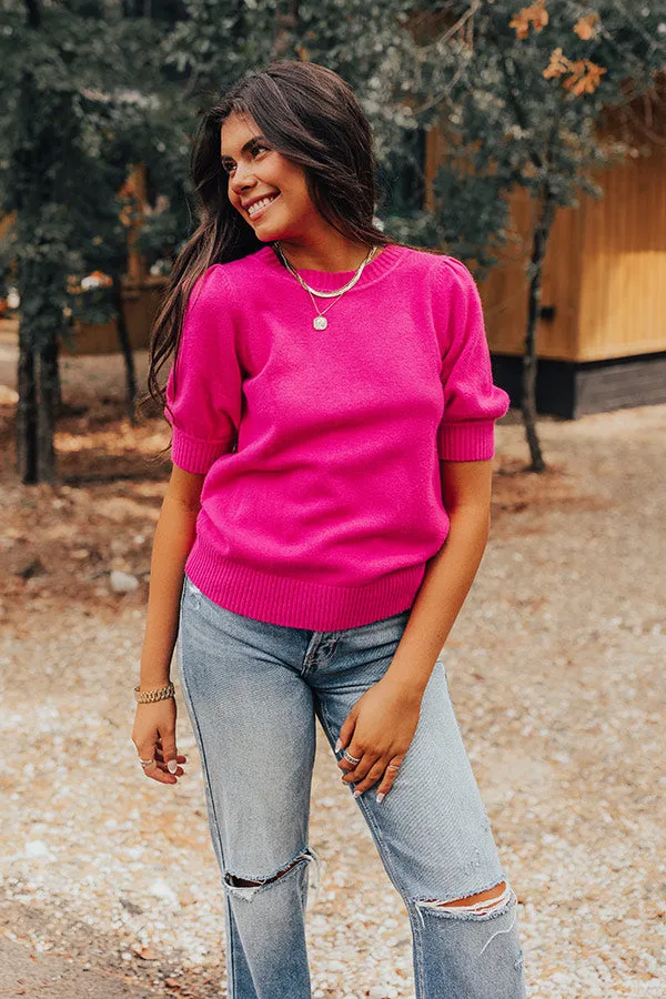 Best Luck Ever Sweater Top In Fuchsia