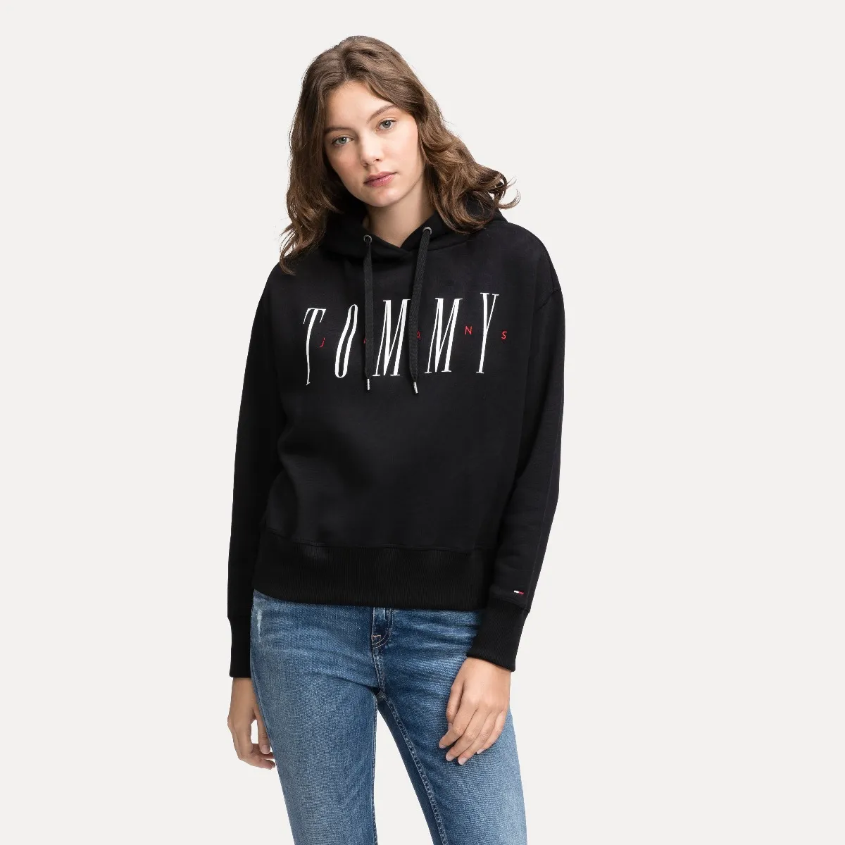 Black Logo Drawstring Hoody | Sweatshirts & Hoodies | Tommy Hilfiger