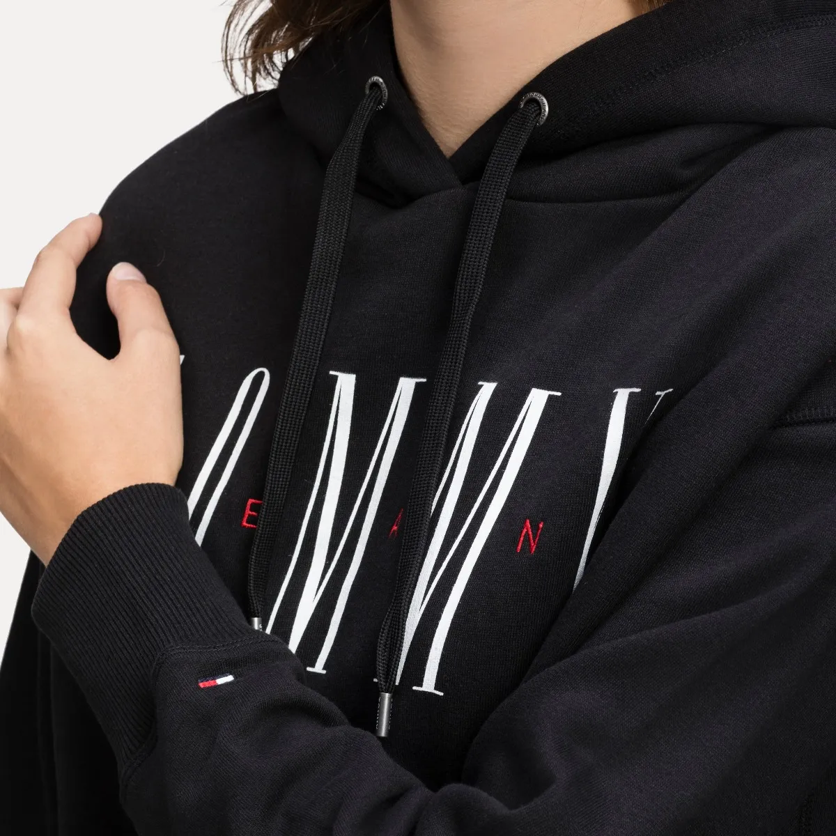 Black Logo Drawstring Hoody | Sweatshirts & Hoodies | Tommy Hilfiger