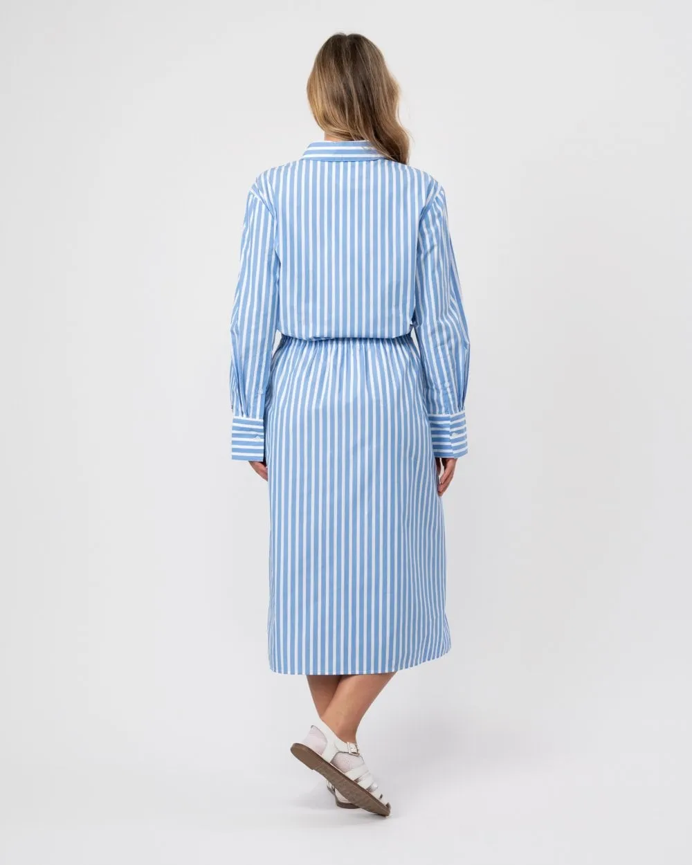 Blouson Long Sleeve Womens Midi Shirt Dress