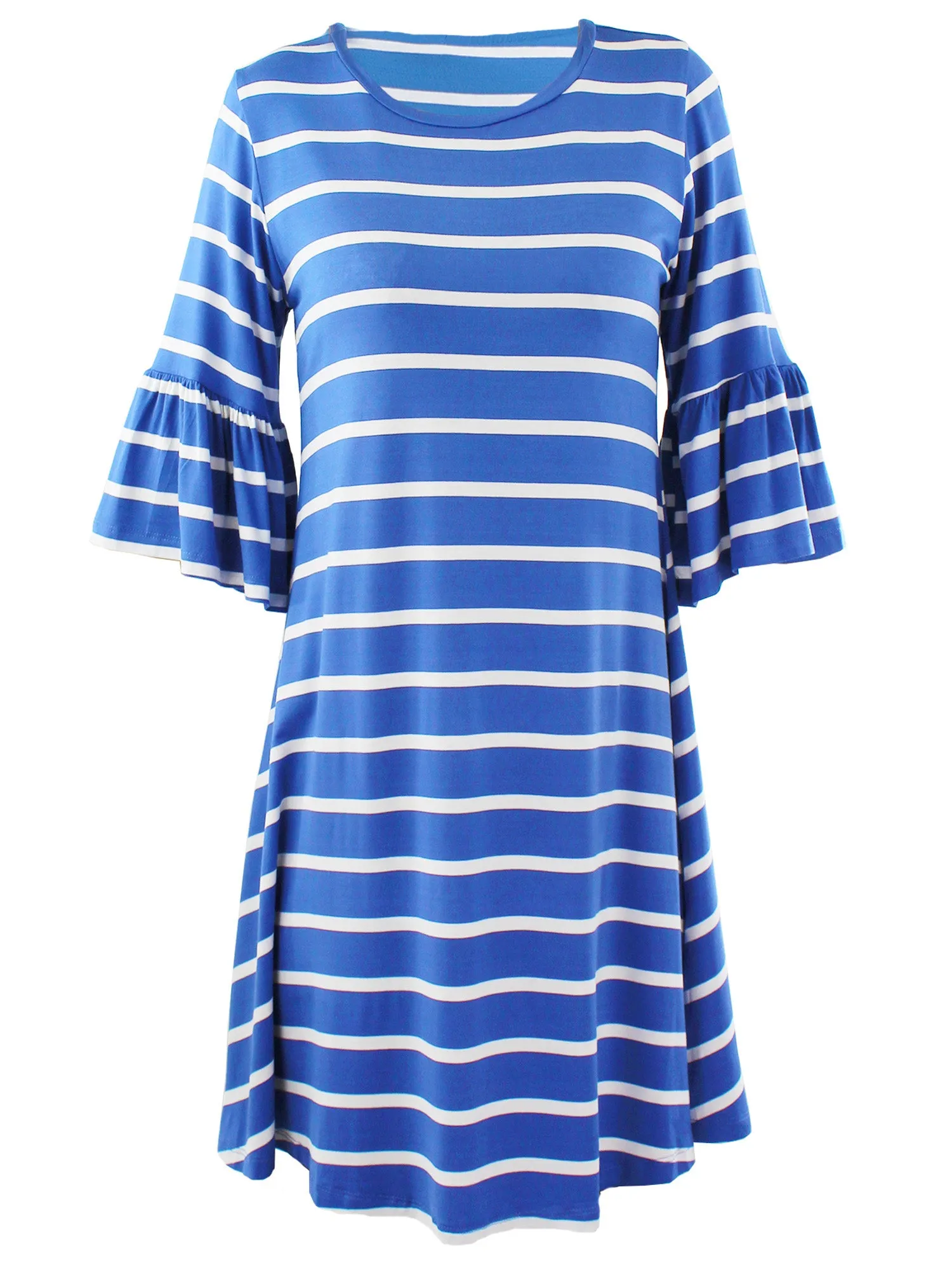 Blue & White Striped Womens Relaxed Fit Summer Dress