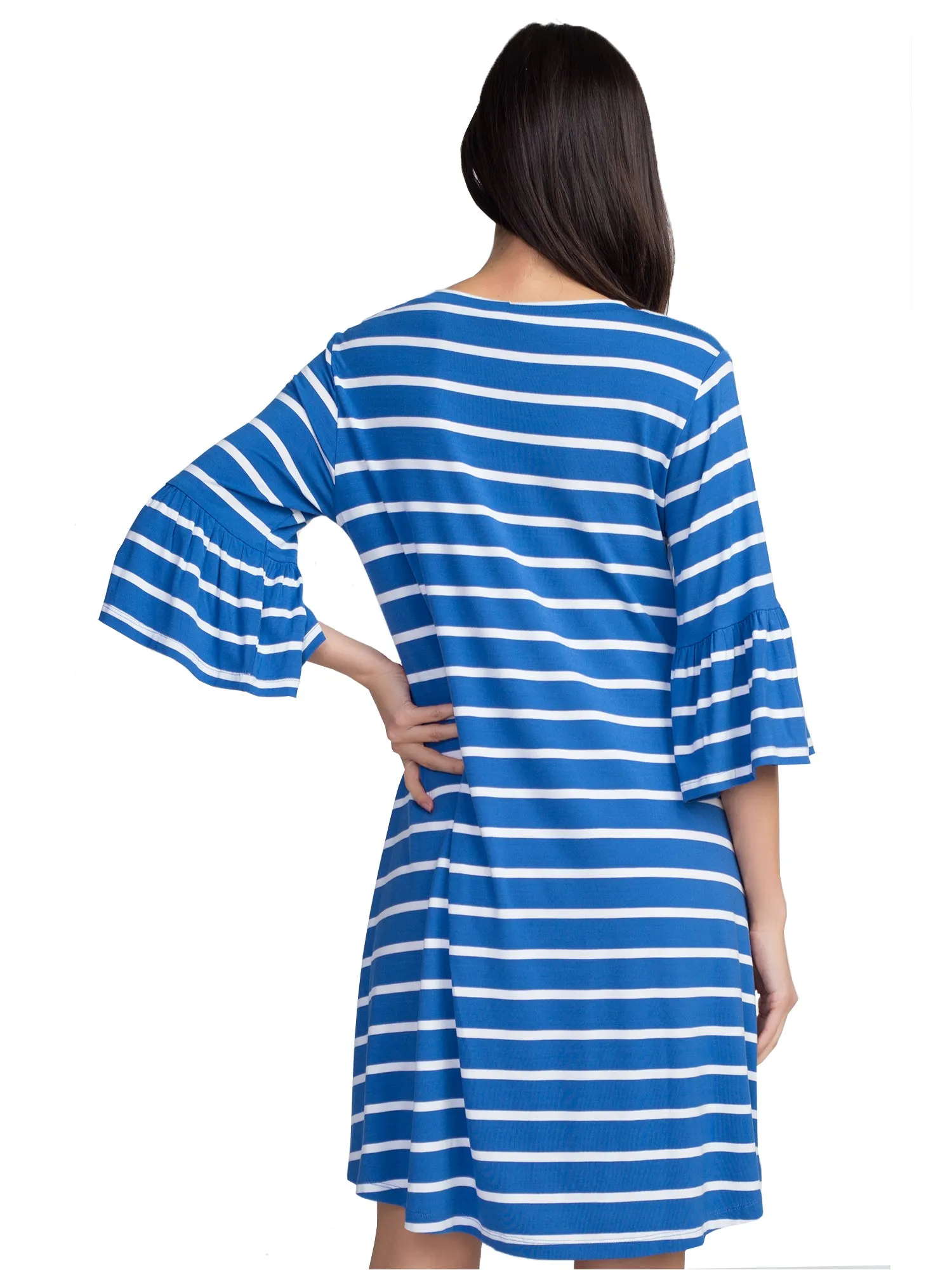 Blue & White Striped Womens Relaxed Fit Summer Dress