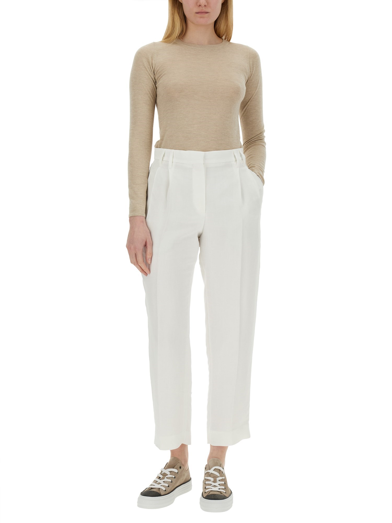 BRUNELLO CUCINELLI    SLOUCHY PANTS IN VISCOSE AND LINEN FLUID TWILL