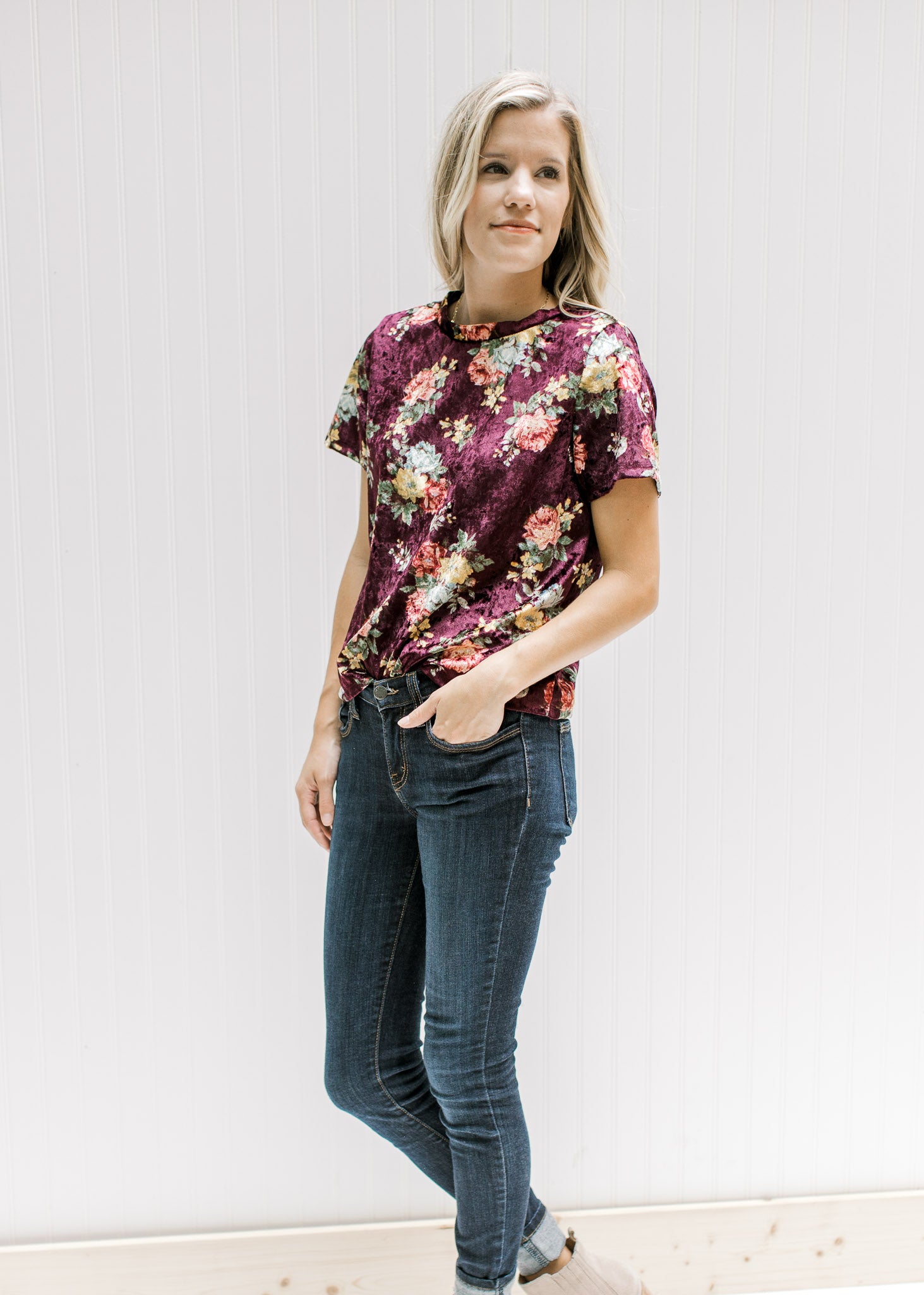 Burgundy Floral Top