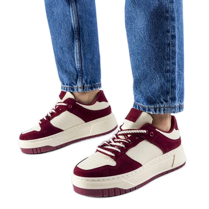 Burgundy sneakers on the Crim platform red