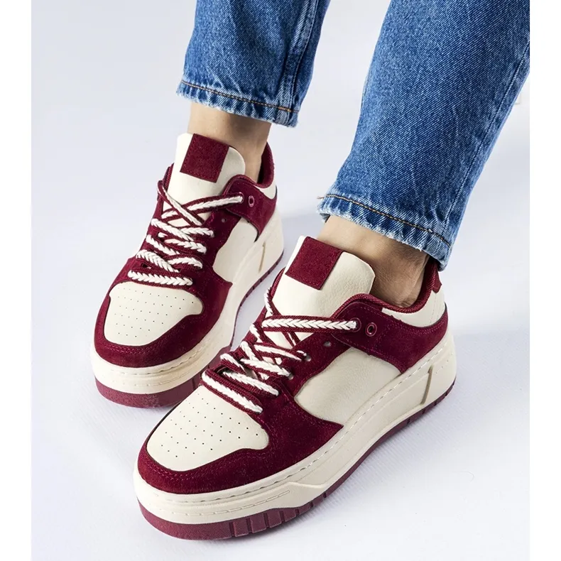 Burgundy sneakers on the Crim platform red