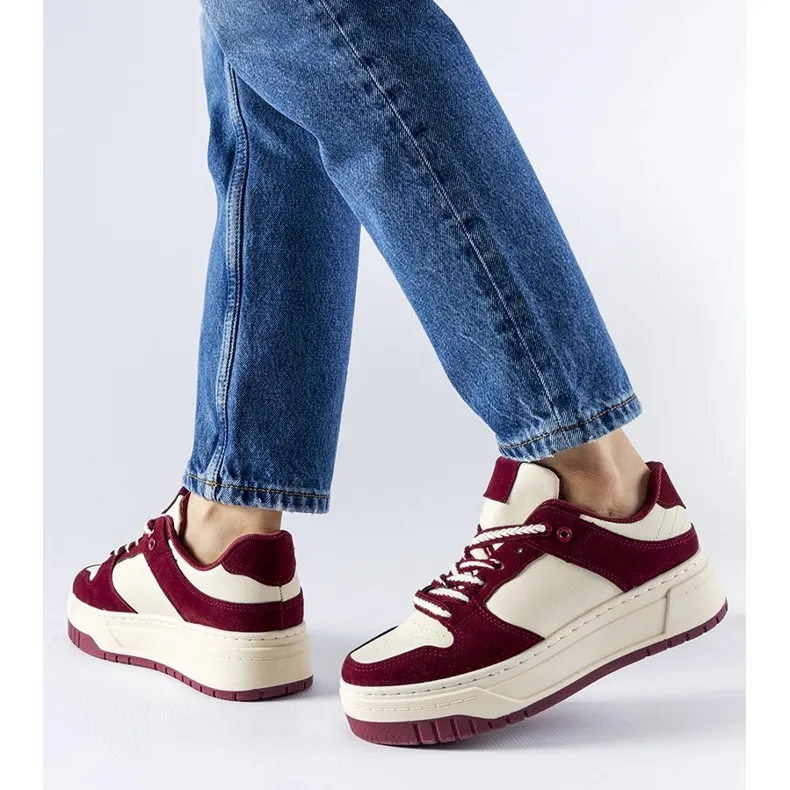 Burgundy sneakers on the Crim platform red