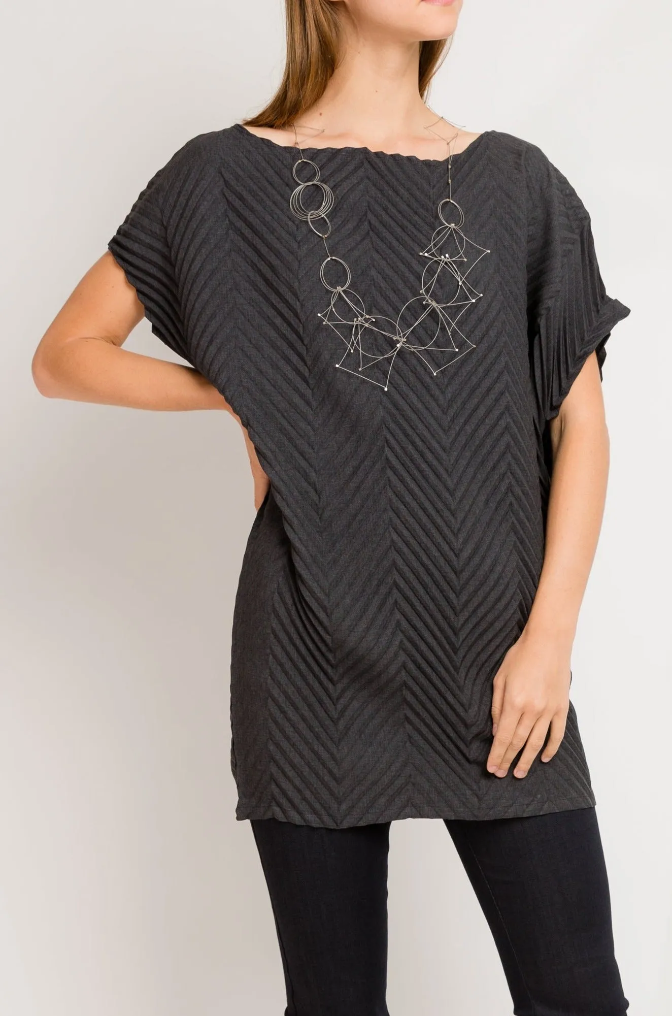 Chevron Andy Tunic Dress | Charcoal