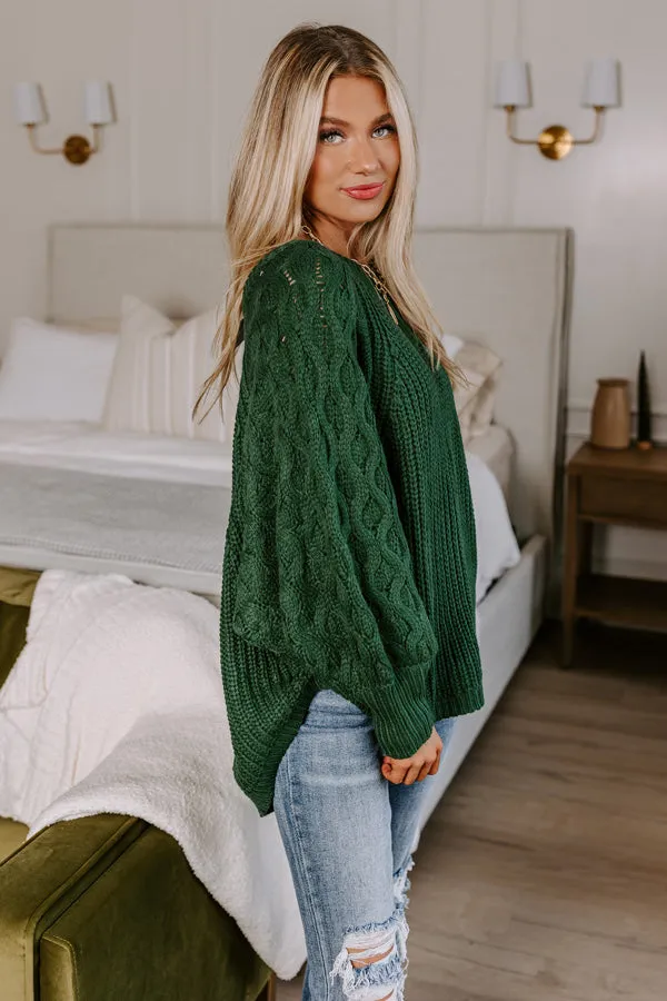 Cozy Callings Knit Sweater in Hunter Green