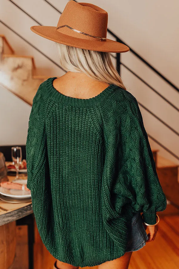 Cozy Callings Knit Sweater in Hunter Green