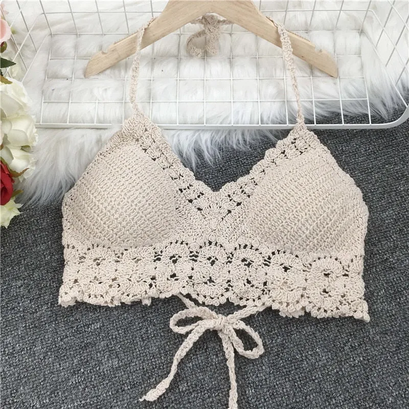 Crop Tops Retro Wild Hollow Perspective Tassel Sexy Spaghetti Strap Tanke Top Women