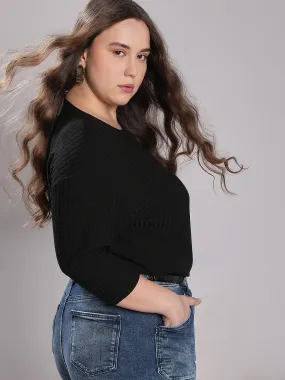 CURVE BLACK ROUND NECK TOP