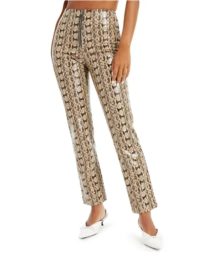 Danielle Bernstein Womens Faux-Snakeskin Casual Trouser Pants