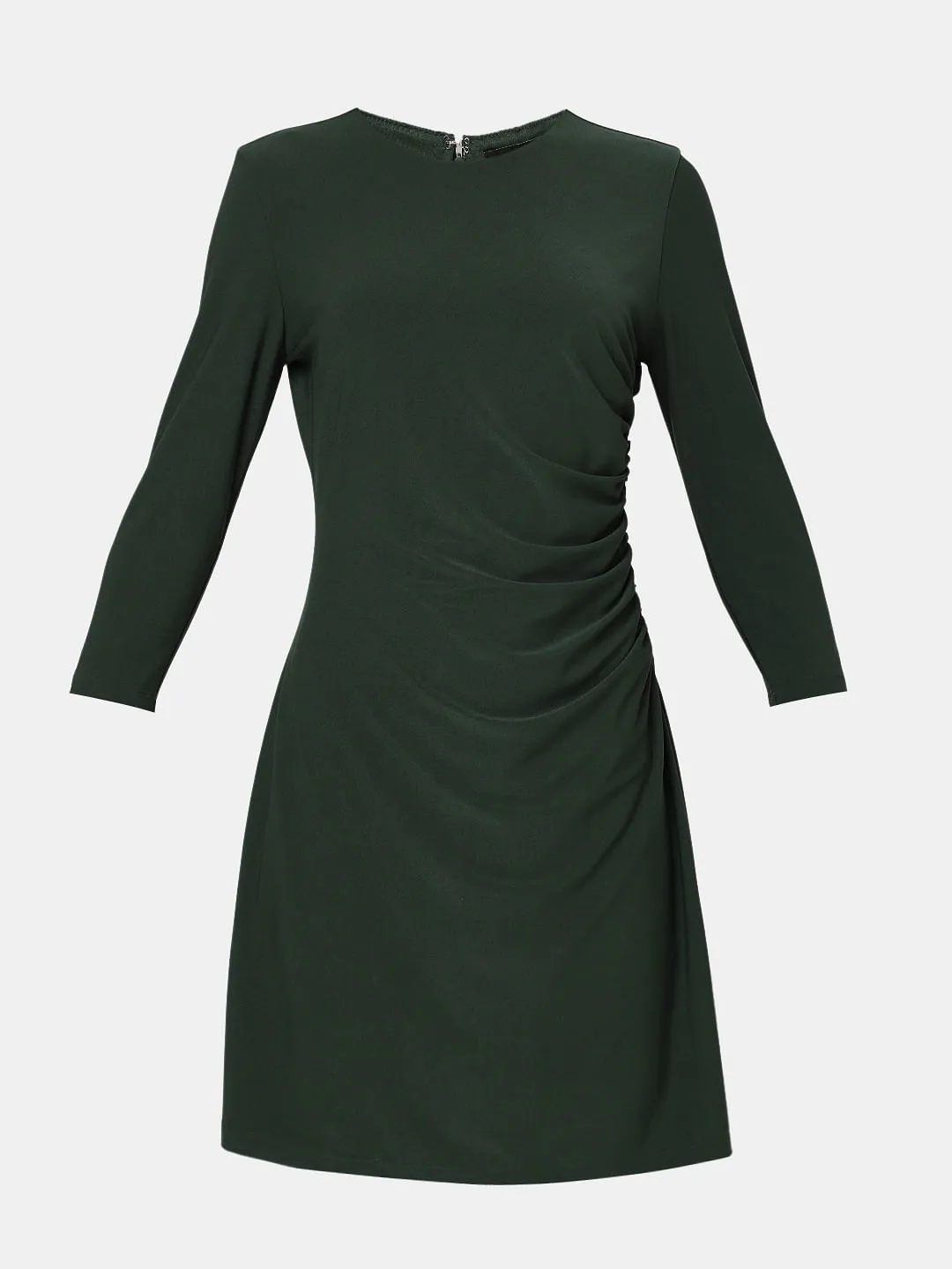 Dark Green Round Neck Mini Dress