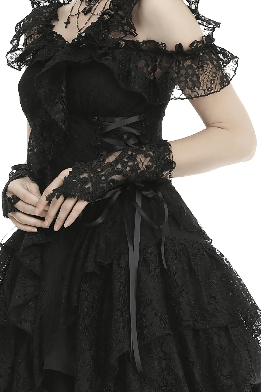 Elegant Gothic Lace Embroidery Gloves for Women