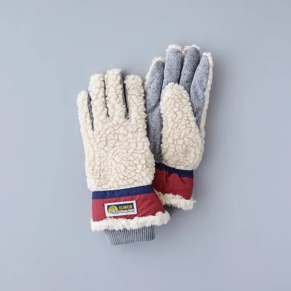 Elmer Wool Pile 5 Finger Gloves - Beige / Wine