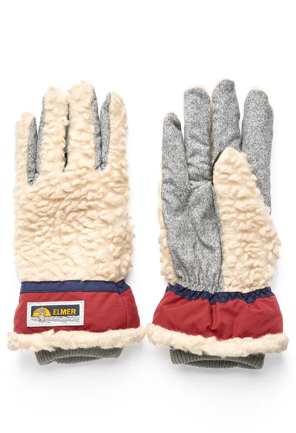 Elmer Wool Pile 5 Finger Gloves - Beige / Wine