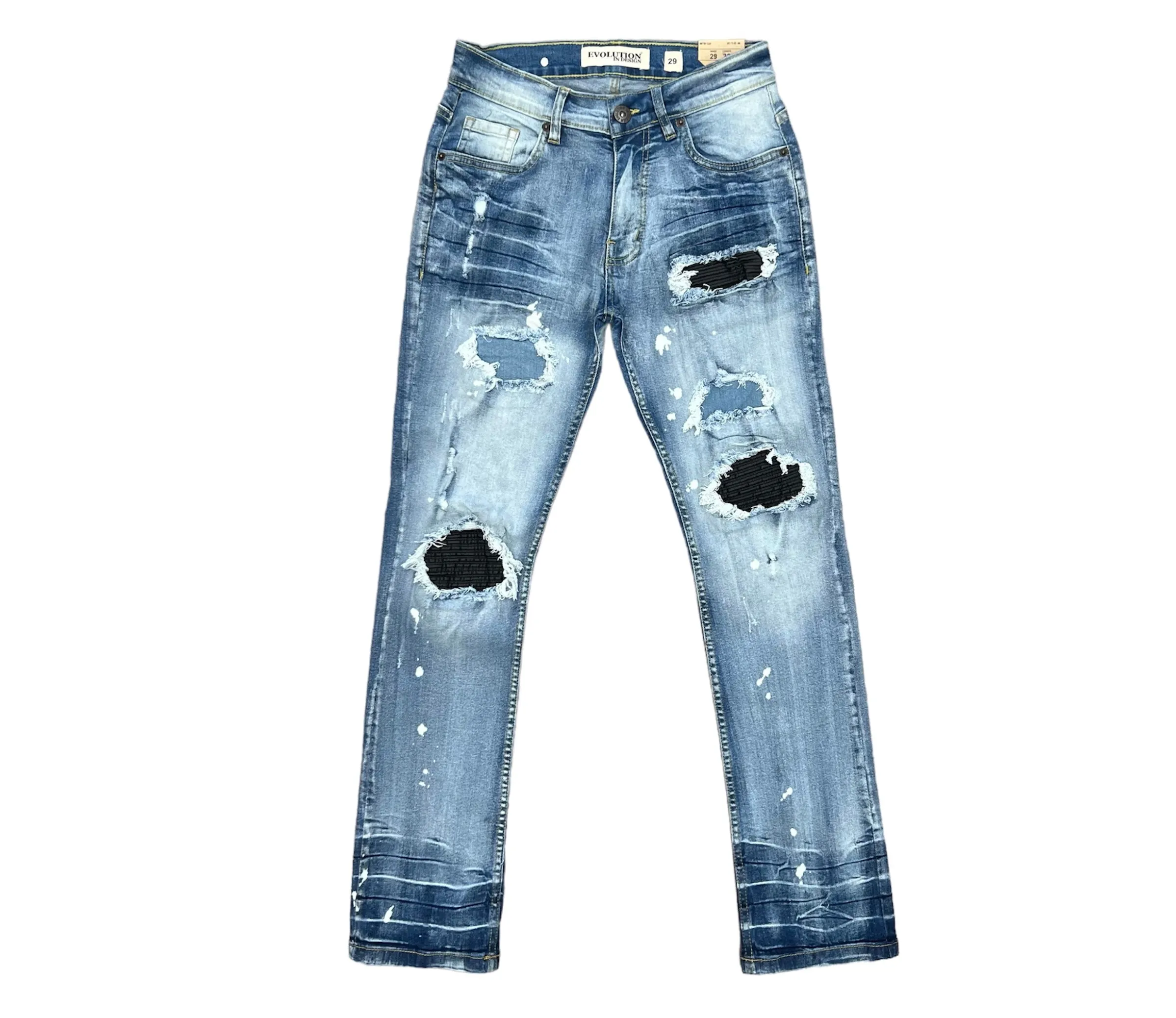 Evolution Contrast Torn LT.Blue/Black Denim Jeans Boy's