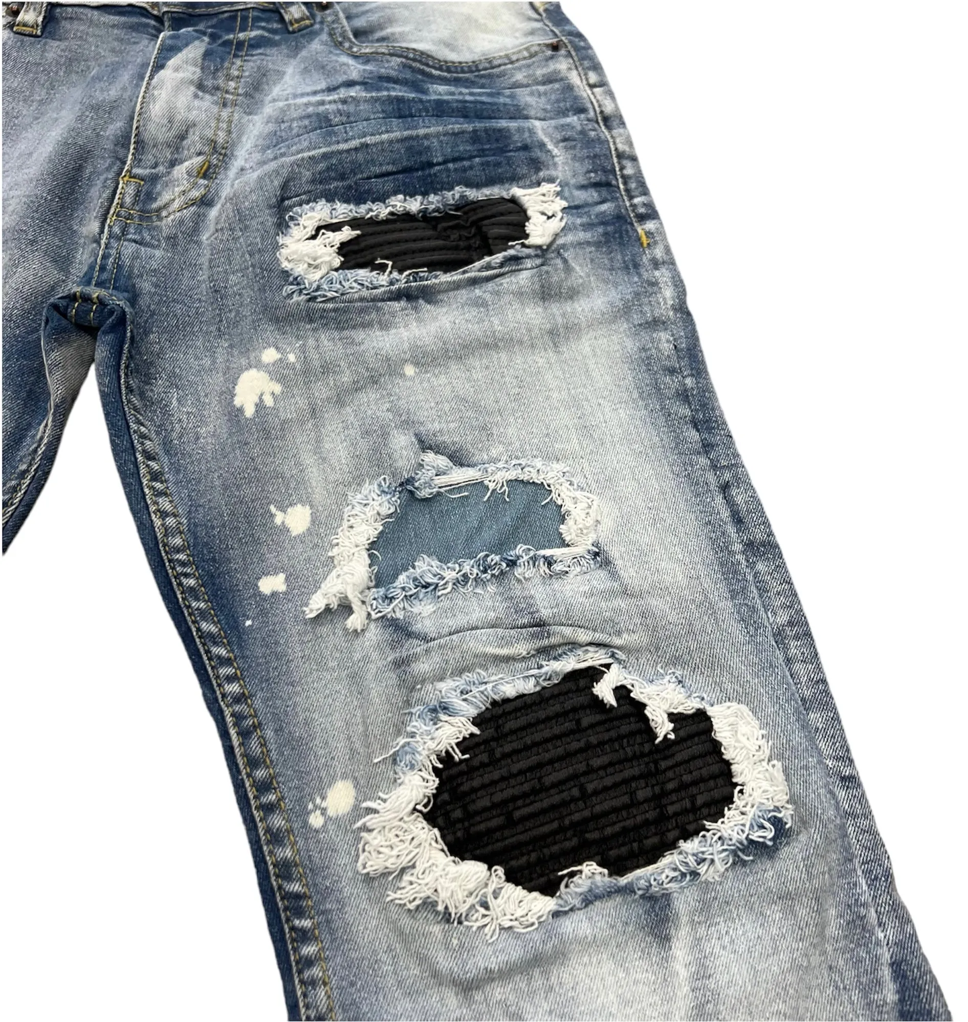 Evolution Contrast Torn LT.Blue/Black Denim Jeans Boy's