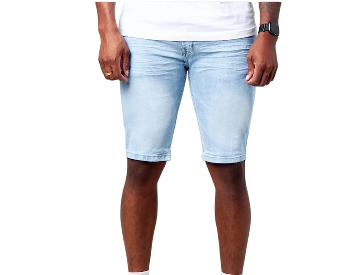 Evolution Mens Simple Prime Ice Blue Jeans Shorts