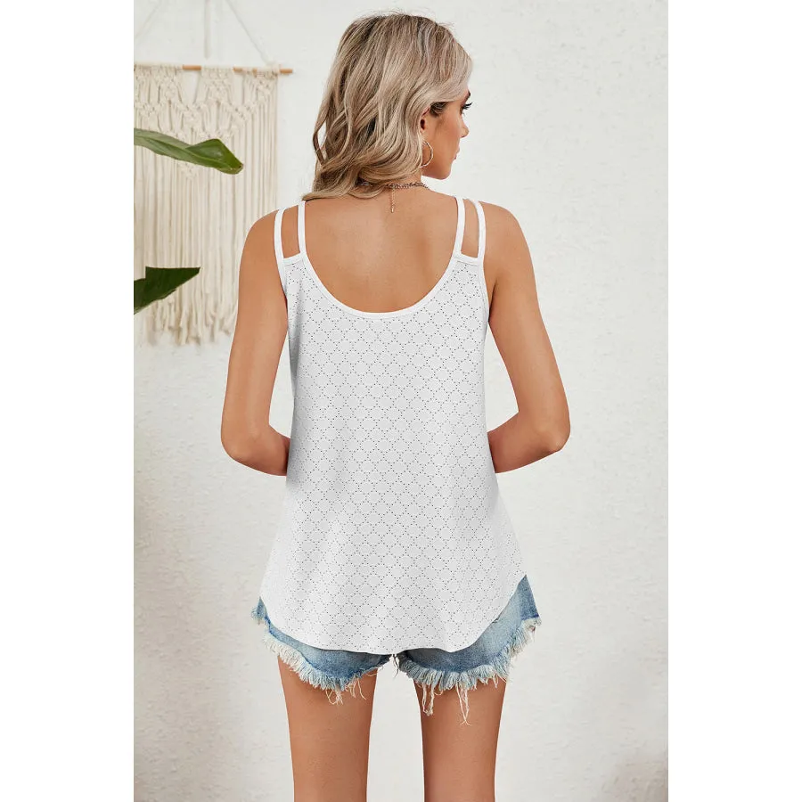 Eyelet V-Neck Double Spaghetti Straps Cami