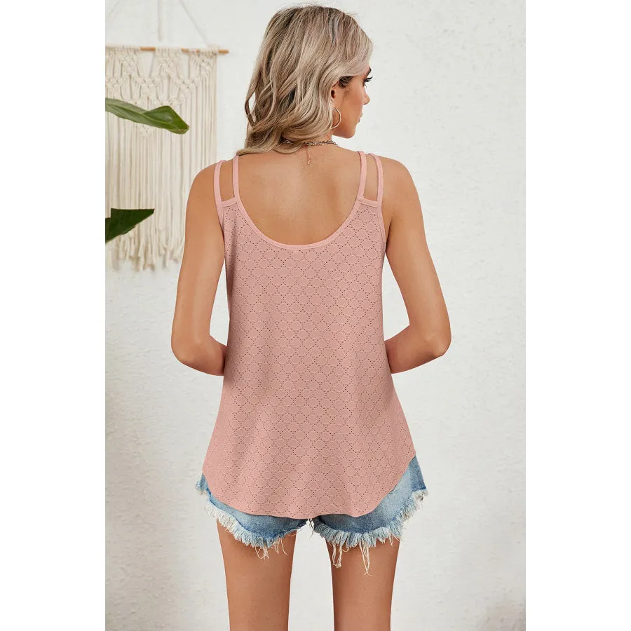 Eyelet V-Neck Double Spaghetti Straps Cami