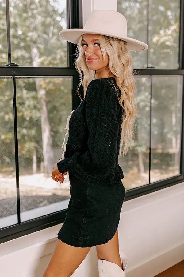 Flirty Feeling Knit Sweater Top in Black