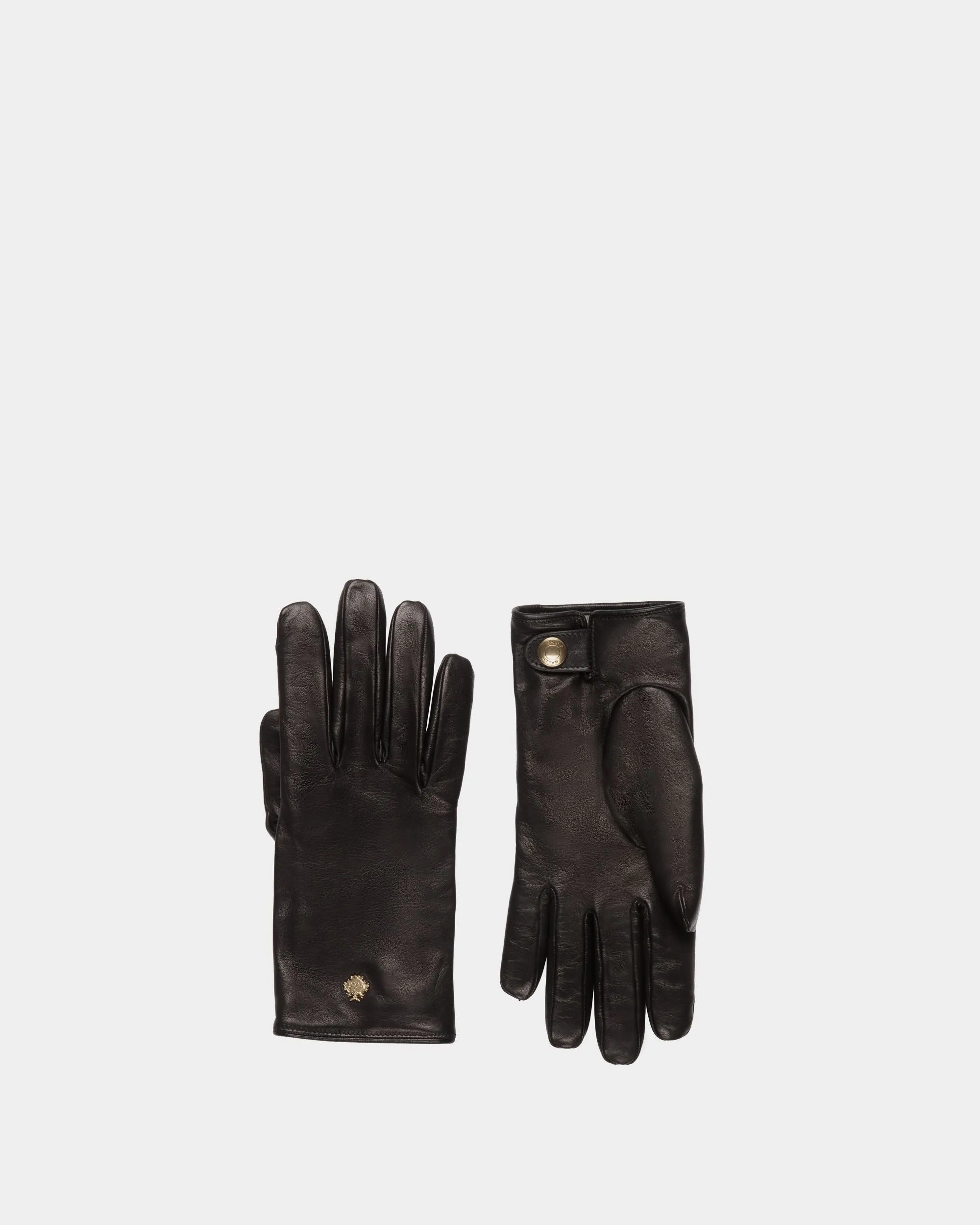 Gloves With a Bally Crest Logo In Black Leather 