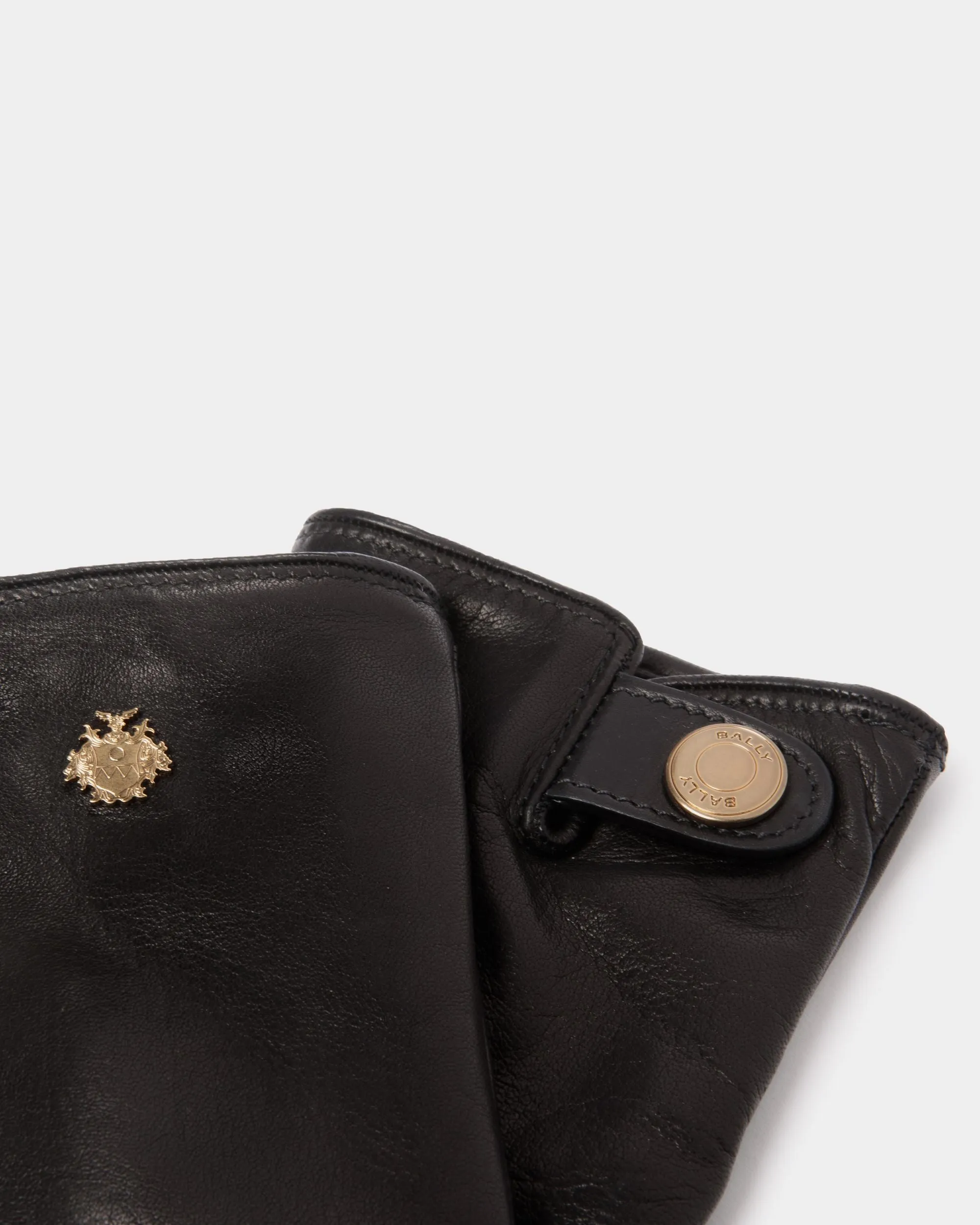 Gloves With a Bally Crest Logo In Black Leather 