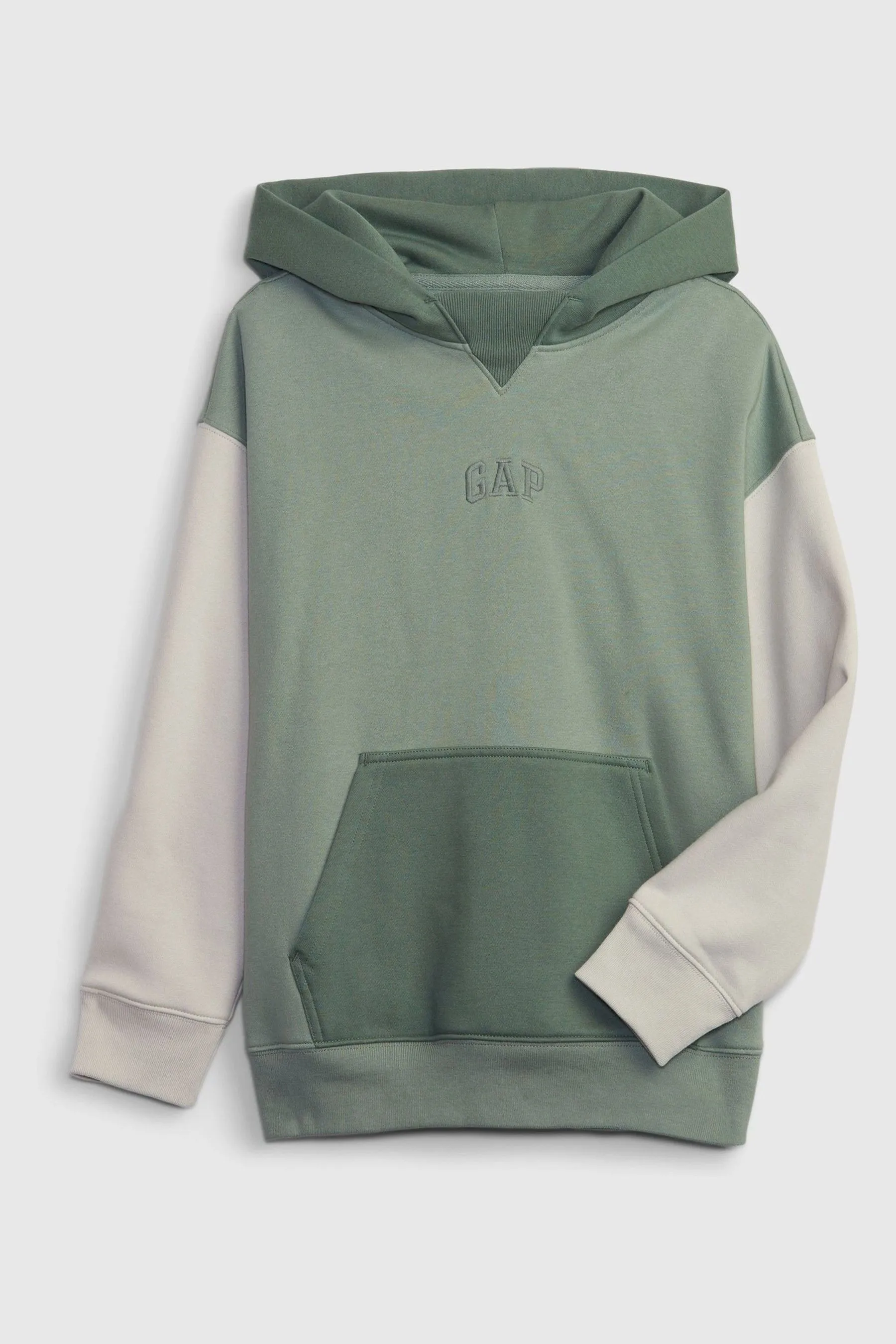 Green Colour Block Logo Hoodie (4-13yrs)