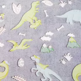 Grey Dinosaurs Glow In The Dark Blanket