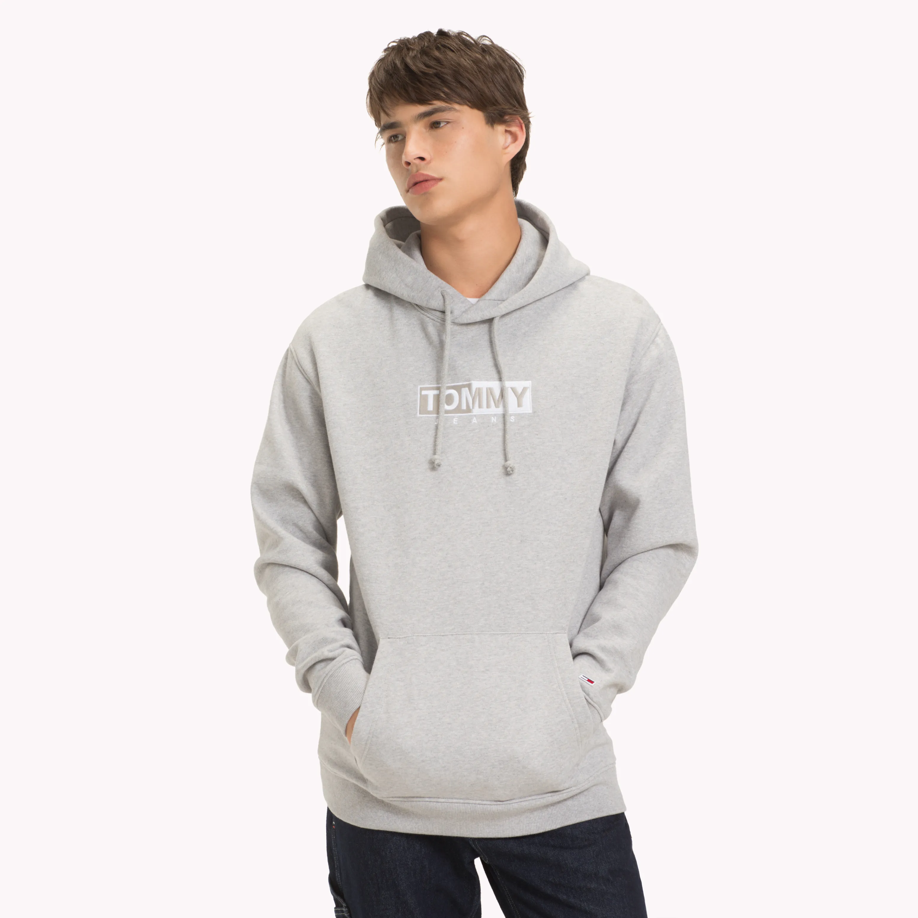 Grey Fleece Embroidered Hoody | Sweatshirts & Hoodies | Tommy Hilfiger