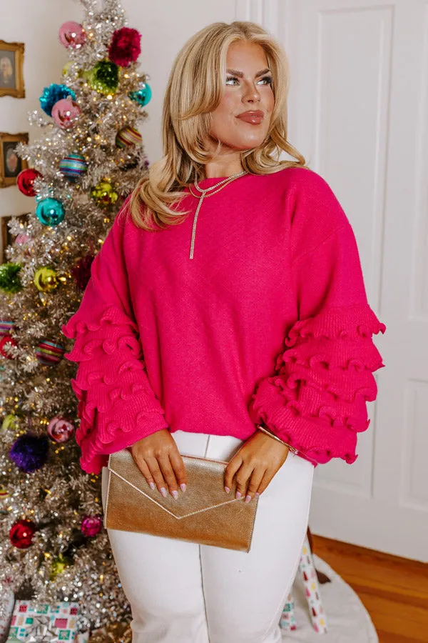 Happy Vibes Only Ruffle Sweater Curves