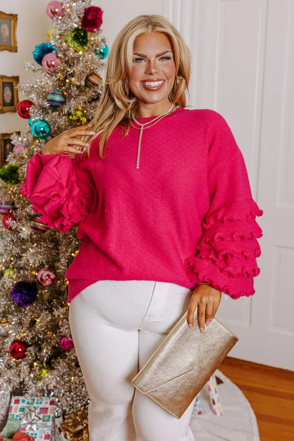 Happy Vibes Only Ruffle Sweater Curves